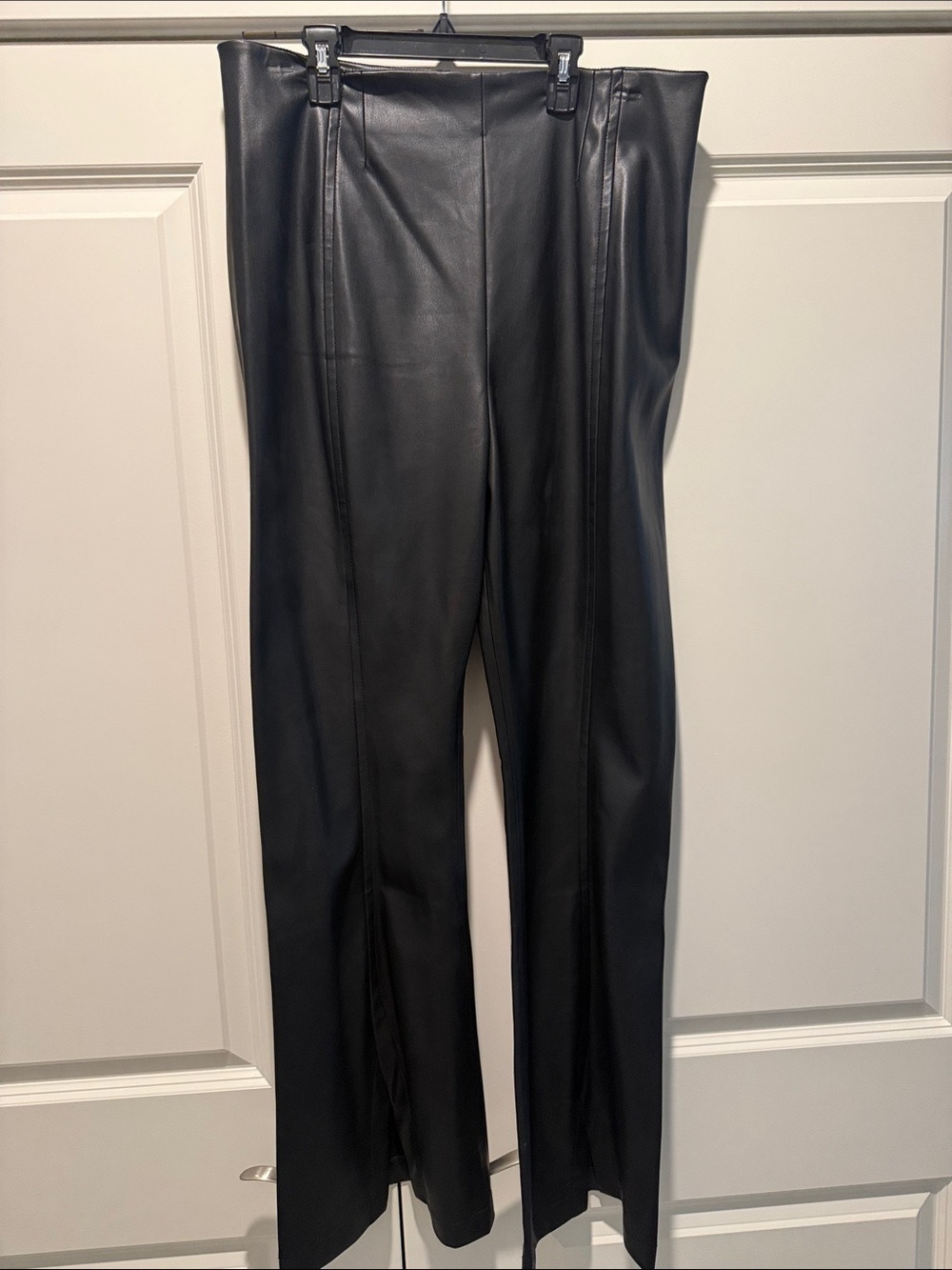 Free People Black Faux Leather Boot Cut Pants